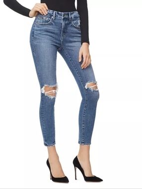 NWT- Good American Good Waist High Rise Distressed Skinny Crop Jeans Size 12/31